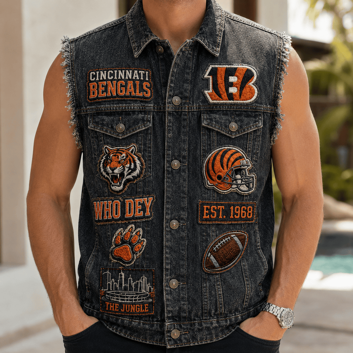 CCBG PREMIUM DENIM VEST LNTH
