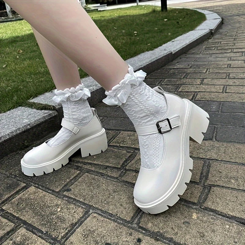 Lolita Shoes Women Japanese Mary Jane Shoes Women Vintage Girls Students JK Uniform High Heel Platform Shoes Cosplay Plus Size