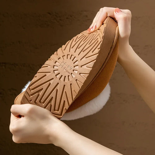 Anti-slip Shoe Thick Plush Snow Boots 2025 New Women Faux Suede Platform Fur Winter Boots Woman Slip On Warm Cotton Padded Shoes