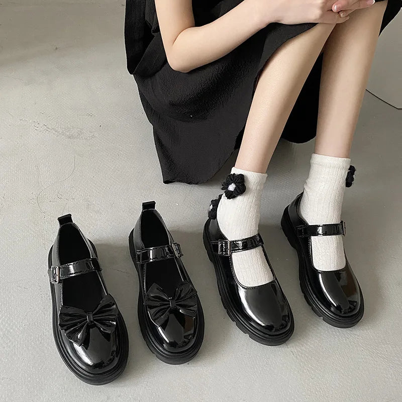 Sizes 35-44 New Women Black Lolita Shoes Casual Platform Shoes Mary Janes Shoes for Women Vintage Student Heels Zapatos De Mujer